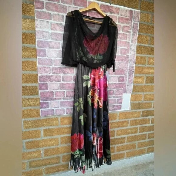 Komarov sheer floral print dress size small - Picture 9 of 13